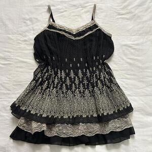 Axes Femme black and tan detailing layered cami tank top Size medium